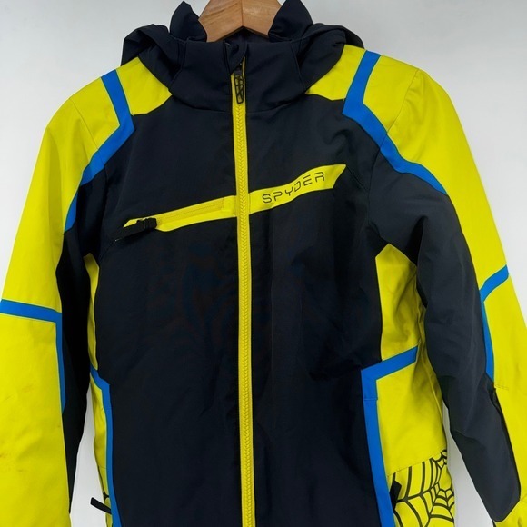 Spyder Other - Spyder Boys Challenger Insulated Ski Jacket 12 Black/Yellow/Blue Hooded Coat